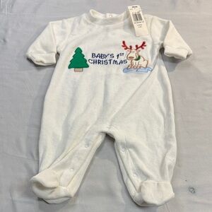 Sears - NWT - Vintage - Baby's 1st Christmas White One Piece Sleeper/Romper